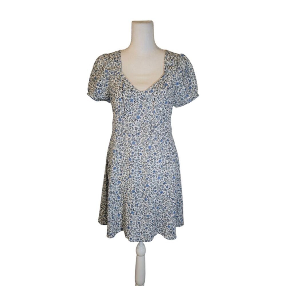 Cotton On Ditsy Floral Mini Dress Size XS White Preppy Cottagecore Feminine